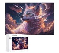 Rompecabezas 1000 PCS para Adolescentes Enchanted Wolf in Stormy Sky Rompecabezas para Adultos Juego Familiar Carrera De Velocidad De Manos Regalos para Reducir El Estrés 1000 PCS