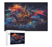 Rompecabezas 1000 PCS para Adolescentes Fantasy Castle with Dragon Reflection Rompecabezas para Adultos Juguete Decoración De Pared Mejora La Memoria Ayuda A Ejercitar El Cerebro 1000 PCS