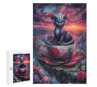 Rompecabezas 1000 PCS para Adolescentes Fantasy Creature in Teacup with Floral Rompecabezas para Adultos Juguetes DIY para La Diversión Familiar Ayuda A Ejercitar El Cerebro 1000 PCS