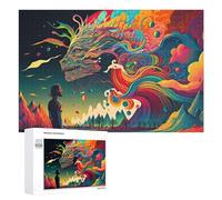 Rompecabezas 1000 PCS para Adolescentes Fantasy Encounter Man Meets Colorful Dragon Rompecabezas para Adultos Juegos Divertidos Una Obra De Arte Ayuda A Ejercitar El Cerebro 1000 PCS