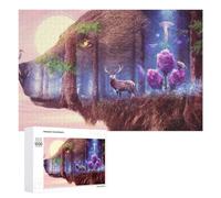 Rompecabezas 1000 PCS para Adolescentes Fantasy Forest Bear, Deer, and Owl Rompecabezas para Adultos Juegos Relajantes Decoración Interacción Entre Padres E Hijos 1000 PCS