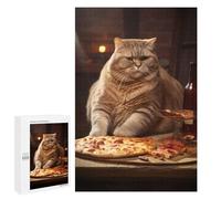 Rompecabezas 1000 PCS para Adolescentes Fat Cat Pizza Food Wine Rompecabezas para Adultos Juguete Decoración De Pared Difícil Difícil Desafiante De Completar 1000 PCS