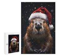 Rompecabezas 1000 PCS para Adolescentes Festive Beaver Christmas Rompecabezas para Adultos Juego Familiar Una Obra De Arte como Regalo para Toda La Familia 1000 PCS