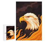 Rompecabezas 1000 PCS para Adolescentes Fierce Eagle Vector Portrait with Fiery Backdrop Rompecabezas para Adultos Juguetes DIY para La Diversión Familiar Ayuda A Ejercitar El Cerebro 1000 PCS