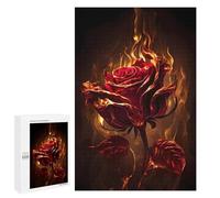 Rompecabezas 1000 PCS para Adolescentes Flaming Red Rose Artwork Rompecabezas para Adultos Juegos De Relajación Vacaciones En Casa Matar El Tiempo 1000 PCS