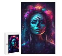 Rompecabezas 1000 PCS para Adolescentes Floral Flower Girl Neon Rompecabezas para Adultos Juego Práctico Arte De Pared Desafiante De Completar 1000 PCS