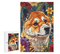 Rompecabezas 1000 PCS para Adolescentes Floral Shiba Inu Dog Rompecabezas para Adultos Juego Familiar Una Obra De Arte como Regalo para Toda La Familia 1000 PCS