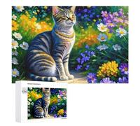 Rompecabezas 1000 PCS para Adolescentes Flower Garden Cat Painting Rompecabezas para Adultos Juego Familiar Carrera De Velocidad De Manos Regalos para Reducir El Estrés 1000 PCS