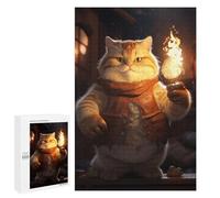 Rompecabezas 1000 PCS para Adolescentes Fluffy Cute Cat Fire Torch Rompecabezas para Adultos Juegos De Relajación Vacaciones En Casa Matar El Tiempo 1000 PCS