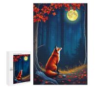 Rompecabezas 1000 PCS para Adolescentes Fox Under The Full Moon Rompecabezas para Adultos Juego Práctico Decoración del Hogar Cumpleaños Y Navidad 1000 PCS