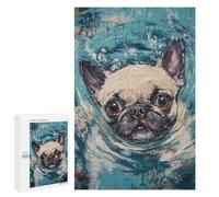 Rompecabezas 1000 PCS para Adolescentes French Bulldog in Water Painting Rompecabezas para Adultos para La Diversión Familiar Ayuda A Ejercitar El Cerebro Hermoso Juego De Diseño 1000 PCS