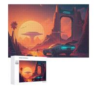 Rompecabezas 1000 PCS para Adolescentes Future Cityscape with Neon Car Rompecabezas para Adultos Juegos Relajantes Decoración Interacción Entre Padres E Hijos 1000 PCS