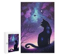 Rompecabezas 1000 PCS para Adolescentes Galactic Cat Silhouette Rompecabezas para Adultos Juego Familiar Carrera De Velocidad De Manos Regalos para Reducir El Estrés 1000 PCS