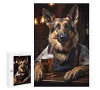 Rompecabezas 1000 PCS para Adolescentes German Shepherd in The Pub Rompecabezas para Adultos Juego Familiar Una Obra De Arte como Regalo para Toda La Familia 1000 PCS