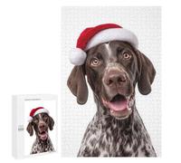 Rompecabezas 1000 PCS para Adolescentes German Shorthaired Pointer Dog with Santa Hat Rompecabezas para Adultos Juego Práctico Pero Divertido Y Humorístico para Cumpleaños, Navidad 1000 PCS