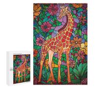 Rompecabezas 1000 PCS para Adolescentes Giraffe in Floral Mosaic Rompecabezas para Adultos Juego Práctico Pero Divertido Y Humorístico para Cumpleaños, Navidad 1000 PCS
