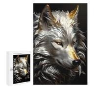 Rompecabezas 1000 PCS para Adolescentes Gold White Wolf Side View Rompecabezas para Adultos Juguetes DIY para La Diversión Familiar Ayuda A Ejercitar El Cerebro 1000 PCS