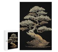 Rompecabezas 1000 PCS para Adolescentes Golden Bonsai Tree on Black Background Rompecabezas para Adultos Juego Práctico Decoración del Hogar Cumpleaños Y Navidad 1000 PCS