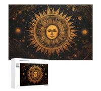 Rompecabezas 1000 PCS para Adolescentes Golden Celestial Sun Art Print-2 Rompecabezas para Adultos Juego De Ingenio Análisis Y Lógica 1000 PCS
