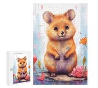 Rompecabezas 1000 PCS para Adolescentes Golden Hamster in Flowers Rompecabezas para Adultos Juego Familiar Una Obra De Arte como Regalo para Toda La Familia 1000 PCS