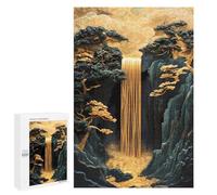 Rompecabezas 1000 PCS para Adolescentes Golden Waterfall Bonsai Cherry Blossom Landscape Rompecabezas para Adultos Juego Práctico Arte De Pared Desafiante De Completar 1000 PCS