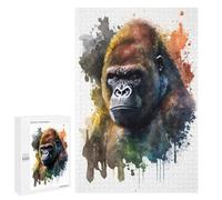 Rompecabezas 1000 PCS para Adolescentes Gorilla Watercolor Rompecabezas para Adultos Juego Familiar Decoración del Hogar para Cumpleaños, Navidad 1000 PCS