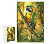 Rompecabezas 1000 PCS para Adolescentes Green and Yellow Parrot on Bamboo Rompecabezas para Adultos Juego Familiar Una Obra De Arte como Regalo para Toda La Familia 1000 PCS