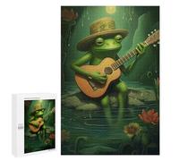 Rompecabezas 1000 PCS para Adolescentes Green Frog Playing Guitar Rompecabezas para Adultos Juego Práctico Regalo De Cumpleaños Regalo De Cumpleaños, Regalos, 1000 PCS