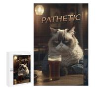 Rompecabezas 1000 PCS para Adolescentes Grumpy Judgmental Beer Cat Rompecabezas Juego De Ingenio Aliviador De Estrés Desafiante para Completar 1000 PCS