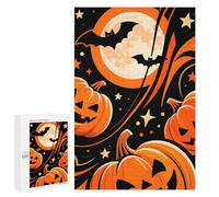 Rompecabezas 1000 PCS para Adolescentes Halloween Night with Pumpkins and Bats Rompecabezas para Adultos Juguetes DIY para La Diversión Familiar Ayuda A Ejercitar El Cerebro 1000 PCS