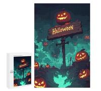 Rompecabezas 1000 PCS para Adolescentes Halloween Pumpkin Patch Sign Rompecabezas para Adultos Juguetes DIY para La Diversión Familiar Ayuda A Ejercitar El Cerebro 1000 PCS