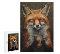 Rompecabezas 1000 PCS para Adolescentes Happy Fox Drinking Tea Rompecabezas para Adultos Juguetes De Bricolaje Pero Un Desafío Educativo Divertido Y Humorístico 1000 PCS