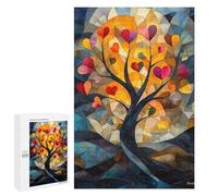 Rompecabezas 1000 PCS para Adolescentes Heart Tree of Love in Stained Glass Style Rompecabezas DIY Juguetes Una Obra De Arte como Regalo para Toda La Familia 1000 PCS