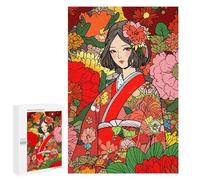 Rompecabezas 1000 PCS para Adolescentes Japan Kimono Girl Flowers Rompecabezas para Adultos Juegos De Relajación Vacaciones En Casa Matar El Tiempo 1000 PCS