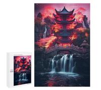 Rompecabezas 1000 PCS para Adolescentes Japanese Temple Waterfall Rompecabezas para Adultos Juego Práctico Pero Divertido Y Humorístico Regalo De Cumpleaños, Regalos, 1000 PCS