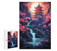 Rompecabezas 1000 PCS para Adolescentes Japanese Temple Waterfall Rompecabezas para Adultos Juegos De Relajación Vacaciones En Casa Matar El Tiempo 1000 PCS