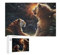 Rompecabezas 1000 PCS para Adolescentes King of Beasts Lion Vs Tiger Rompecabezas para Adultos Juego Familiar Carrera De Velocidad De Manos Regalos para Reducir El Estrés 1000 PCS