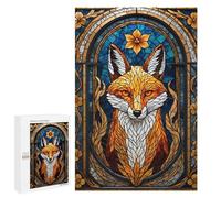 Rompecabezas 1000 PCS para Adolescentes Kitsune Stained Glass Fox Rompecabezas para Adultos Juguete Decoración De Pared Difícil Difícil Desafiante De Completar 1000 PCS