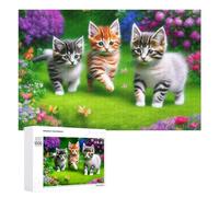 Rompecabezas 1000 PCS para Adolescentes Kittens in A Garden Rompecabezas para Adultos Juego Familiar Carrera De Velocidad De Manos Regalos para Reducir El Estrés 1000 PCS