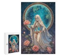 Rompecabezas 1000 PCS para Adolescentes La Niña Blanca, Santa Muerte in White Robe with Roses Rompecabezas DIY Juguetes Una Obra De Arte como Regalo para Toda La Familia 1000 PCS