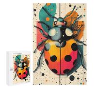 Rompecabezas 1000 PCS para Adolescentes Ladybug Illustration Vibrant Ladybug Artwork in Abstract Style Rompecabezas para Adultos Juego Familiar Una Obra De Arte como Regalo para Toda La Familia 1000