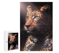 Rompecabezas 1000 PCS para Adolescentes Leopard Portrait with Blue Eyes Rompecabezas Juego De Ingenio Aliviador De Estrés Desafiante para Completar 1000 PCS
