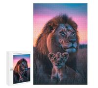 Rompecabezas 1000 PCS para Adolescentes Lion and Cub at Sunset Rompecabezas para Adultos Juguete Decoración De Pared Difícil Difícil Desafiante De Completar 1000 PCS