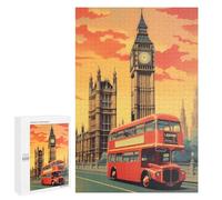 Rompecabezas 1000 PCS para Adolescentes London's Iconic Red Bus and Big Ben Rompecabezas para Adultos Juego Familiar Carrera De Velocidad De Manos Regalos para Reducir El Estrés 1000 PCS