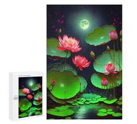 Rompecabezas 1000 PCS para Adolescentes Lotus Pond Moonlit Night -1 Rompecabezas para Adultos Juegos Relajantes Difícil Difícil Desafío Educativo 1000 PCS