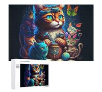 Rompecabezas 1000 PCS para Adolescentes Magical Cat Kingdom Adventure Rompecabezas para Adultos Juguete Decoración De Pared Mejora La Memoria Ayuda A Ejercitar El Cerebro 1000 PCS