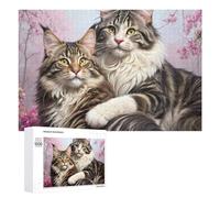 Rompecabezas 1000 PCS para Adolescentes Maine Coon Cats in Blossom Setting Rompecabezas para Adultos Juego Familiar Carrera De Velocidad De Manos Regalos para Reducir El Estrés 1000 PCS