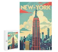 Rompecabezas 1000 PCS para Adolescentes Manhattan Retro Poster Rompecabezas para Adultos Juego Práctico Arte De Pared Desafiante De Completar 1000 PCS