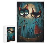Rompecabezas 1000 PCS para Adolescentes Midnight Whiskers Steampunk Cat Duo Rompecabezas para Adultos Juegos De Relajación Vacaciones En Casa Matar El Tiempo 1000 PCS