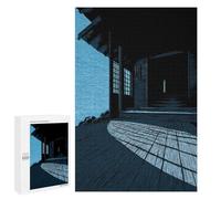 Rompecabezas 1000 PCS para Adolescentes Monochromatic Japanese House by The Sea Rompecabezas para Adultos Juego Práctico Pero Divertido Y Humorístico para Cumpleaños, Navidad 1000 PCS